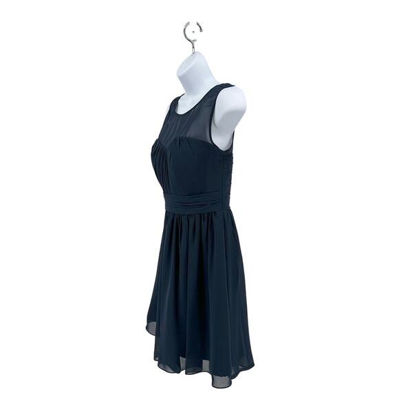 JJ's House Dark Navy Knee-Length Chiffon Bridesmaid Dress Womens 8 Fit & Flare - Picture 7 of 9